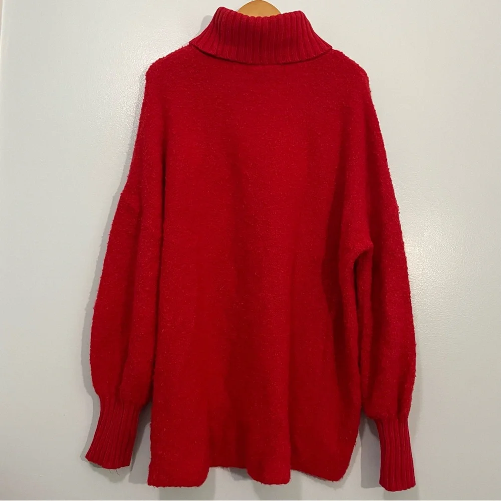 Aerie Offline Red Wool Blend Textured Turtleneck Sweater Size L